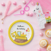 建築トラックディガーボーイ誕生日 ペーパープレート (パーティー)