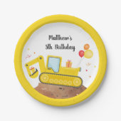 建築トラックディガーボーイ誕生日 ペーパープレート (正面)