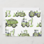 建築トラックディガー最初の誕生日写真 招待状 (裏面)