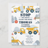 建築トラックトドラー誕生日招待状 招待状 (正面)