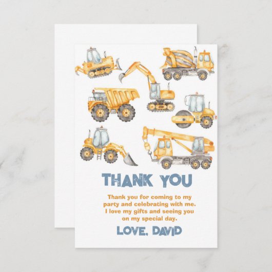 建築トラックバースデーパーティクラシックー サンキューカード (正面/裏面)