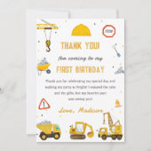 建築トラックバースデーパーティーサンキューカード 招待状 (正面)