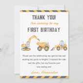 建築トラックバースデーパーティーサンキューカード 招待状 (正面)