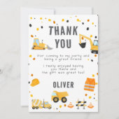 建築トラックバースデーパーティーサンキューカード 招待状 (正面)