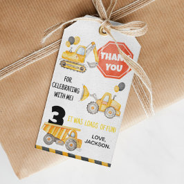 建築トラックバースデーパーティーサンキューユユーラベル ギフトタグ