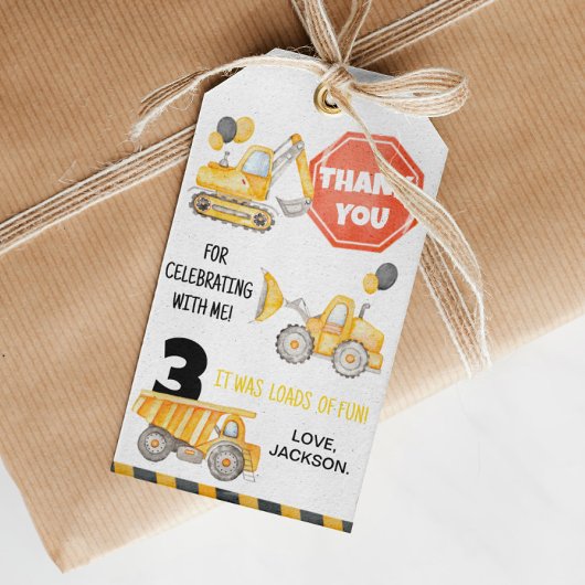 建築トラックバースデーパーティーサンキューユユーラベル ギフトタグ