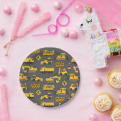 建築トラックバースデーパーティーパターングレー ペーパープレート (パーティー)