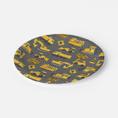 建築トラックバースデーパーティーパターングレー ペーパープレート (アングル)