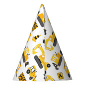 建築トラックバースデーパーティーパターンホワイト パーティーハット (裏面)