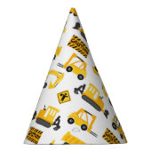建築トラックバースデーパーティーパターンホワイト パーティーハット (右)