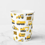 建築トラックバースデーパーティーパターンホワイト 紙コップ (左)