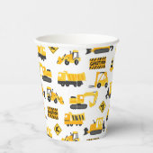 建築トラックバースデーパーティーパターンホワイト 紙コップ (右)