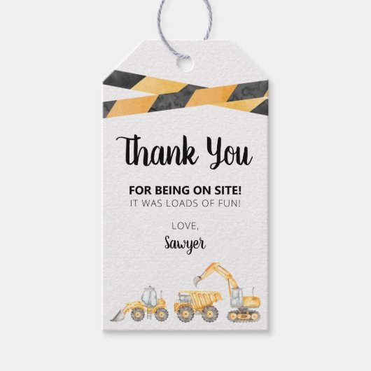 建築トラックバースデーパーティーメッセージカード ギフトタグ (正面)