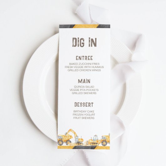 建築トラックバースデーパーティーメニュー