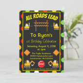 建築トラックバースデーパーティー水玉模様おもしろい 招待状 (スタンド正面)