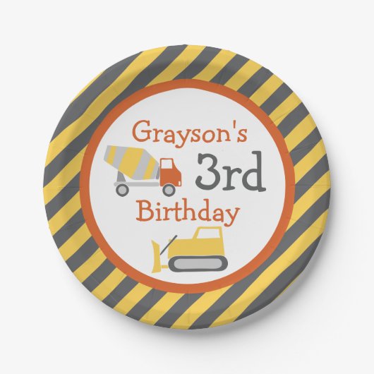 建築トラックバースデーパーティー紙プレート ペーパープレート (正面)