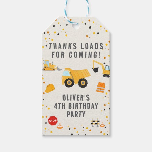建築トラックバースデーパーティー ギフトタグ (正面)
