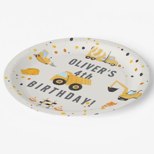 建築トラックバースデーパーティー ペーパープレート (アングル)