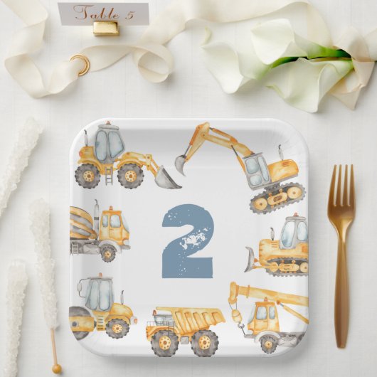 建築トラックバースデーパーティー ペーパープレート (ウェディング)
