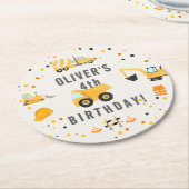 建築トラックバースデーパーティー ラウンドペーパーコースター (アングル)
