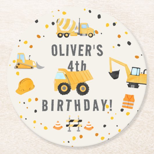 建築トラックバースデーパーティー ラウンドペーパーコースター (正面)