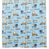 建築トラックパターンブルー シャワーカーテン (正面)