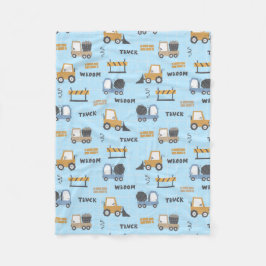 建築トラックパターンブルー フリースブランケット