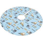 建築トラックパターンブルー ブラッシュドポリエステルツリースカート (アングル)