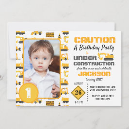 建築トラックパターン誕生日写真 招待状
