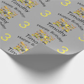 建築トラックパターン誕生日名と年齢 ラッピングペーパー (角)