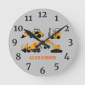 建築トラックパーソナライズされたキッズルームクロック ラウンド壁時計 (正面)