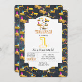 建築トラックパーティーパターン子供の誕生日 招待状 (正面/裏面)