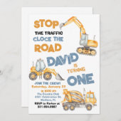 建築トラックファースト・バースデーパーティー 招待状 (正面/裏面)