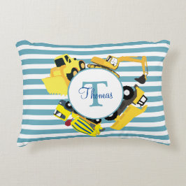 建築トラックブルーストライプトレンズモノグラム アクセントクッション