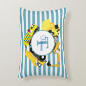 建築トラックブルーストライプトレンズモノグラム アクセントクッション (正面(垂直))