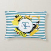 建築トラックブルーストライプトレンズモノグラム アクセントクッション (裏面)