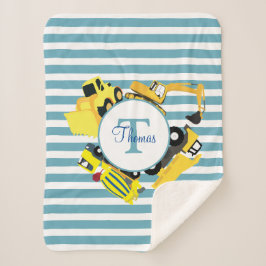 建築トラックブルーストライプトレンズモノグラム シェルパブランケット