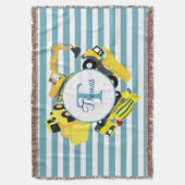 建築トラックブルーストライプトレンズモノグラム スローブランケット (正面縦)