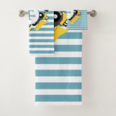 建築トラックブルーストライプトレンズモノグラム バスタオルセット (インサイチュ)