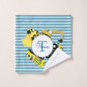 建築トラックブルーストライプトレンズモノグラム バスタオルセット (ウォッシュタオル)