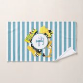 建築トラックブルーストライプトレンズモノグラム バスタオルセット (ハンドタオル)