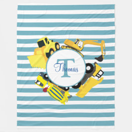 建築トラックブルーストライプトレンズモノグラム フリースブランケット