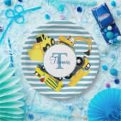 建築トラックブルーストライプトレンズモノグラム ペーパープレート (パーティー)