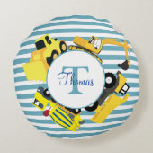 建築トラックブルーストライプトレンズモノグラム ラウンドクッション (裏面)