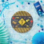 建築トラックヘビーマシナリー誕生日ボーイ ペーパープレート (パーティー)