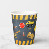 建築トラックヘビーマシナリー誕生日ボーイ 紙コップ (正面)