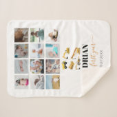 建築トラックベビー1年目の写真コラージュ シェルパブランケット (正面(横))