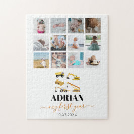 建築トラックベビー1年目の写真コラージュ ジグソーパズル