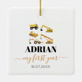 建築トラックベビー1年目の写真コラージュ セラミックオーナメント (裏面)