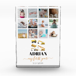 建築トラックベビー1年目の写真コラージュ フォトブロック